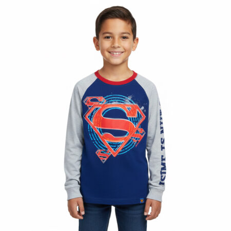 POLO SUPERMAN GRIS AZUL DE NIÑO