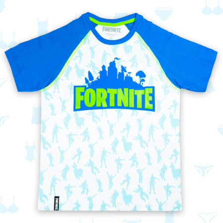 POLO FORTNITE BLANCO AZUL DE NIÑO