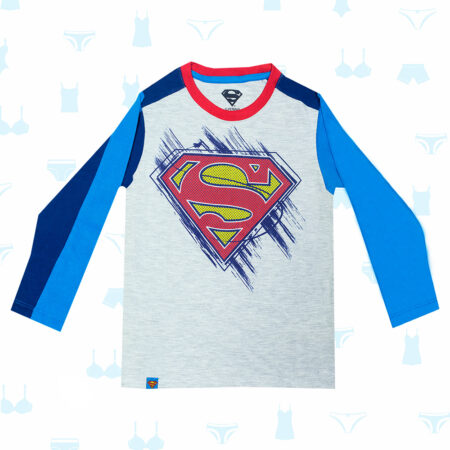 POLO SUPERMAN GRIS AZUL DE NIÑO