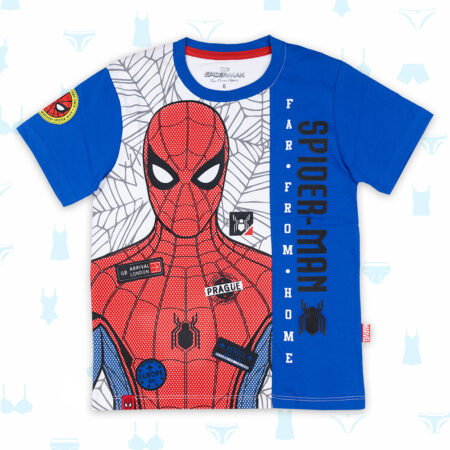 POLO SPIDERMAN AZUL BLANCO DE NIÑO
