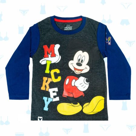 POLO MICKEY MOUSE GRIS AZUL DE NIÑO