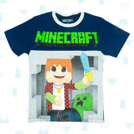 POLO MINECRAFT AZUL DE NIÑO
