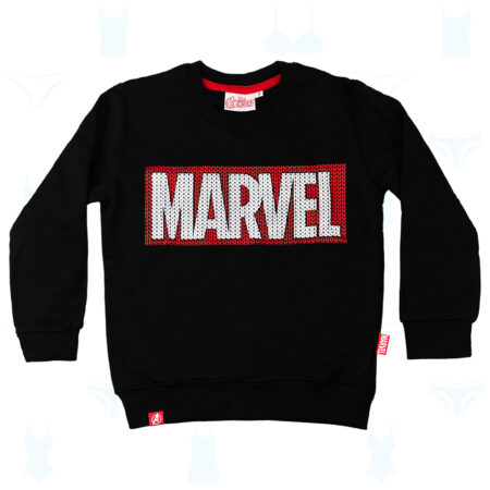 POLERA LOGO MARVEL NEGRO DE NIÑO