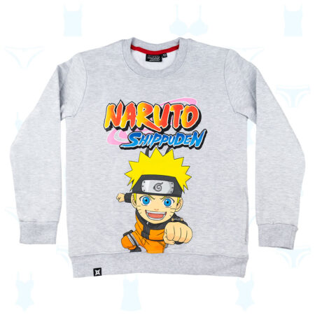 POLERA NARUTO SHIPPUDEN GRIS DE NIÑO
