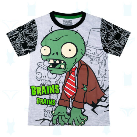 POLO PLANTAS VS ZOMBIES GRIS DE NIÑO
