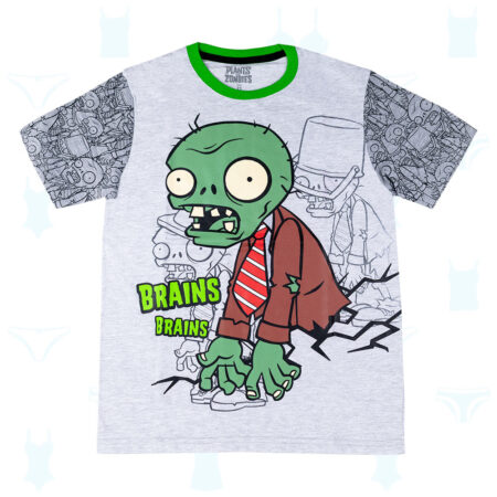 POLO PLANTAS VS ZOMBIES GRIS DE NIÑO